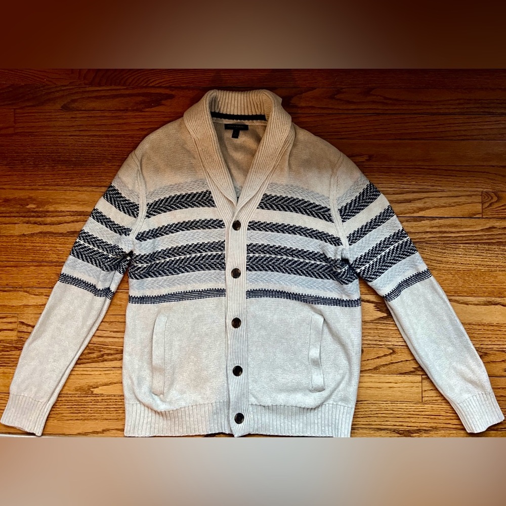 Banana Republic Textured Stripe Button Front Cardigan Men’s Sz.L Dadcore Preppy